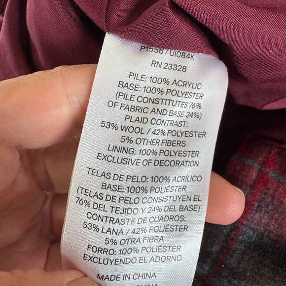 Pendleton Maroon Teddy Jacket Plush Fleece Flannel Detail / xlarge - Picture 9 of 14